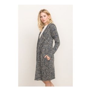Mystree Jacquard Front Hooded Cardigan
